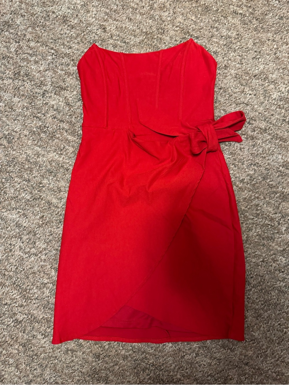 Hello Molly Strapless Red corset top dress with Side Tie Detail